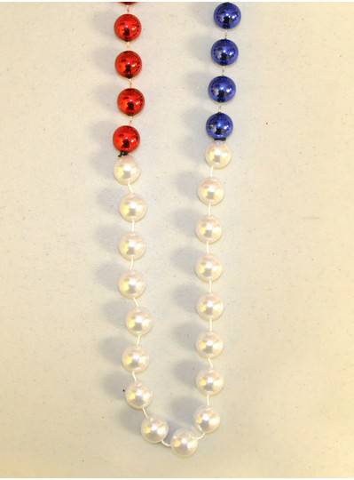 48" 18mm Red, White & Blue Segmented Beads