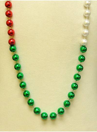 48" 18mm Red, White & Green Segmented Beads