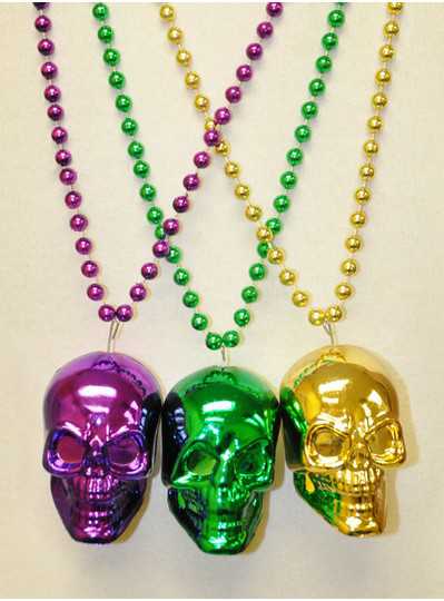 Halloween Beads - Purple, Green & Gold Skulls