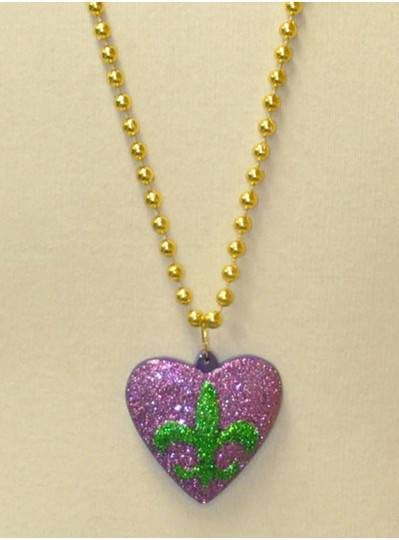 New Orleans Themed Glitter Heart with Fleur de Lis