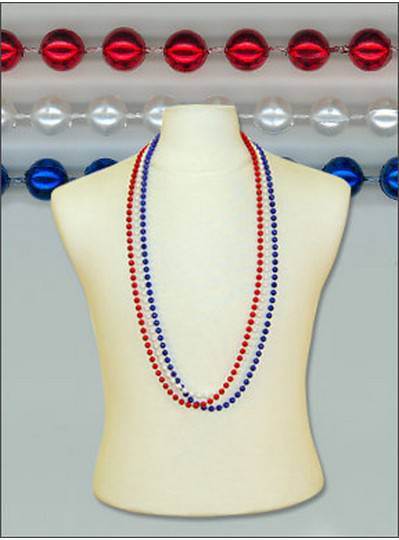 Patriotic Round Metallic Red, White & Blue Beads