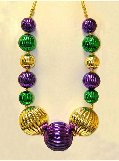 Mardi Gras Purple, Green & Gold Pumpkin Beads