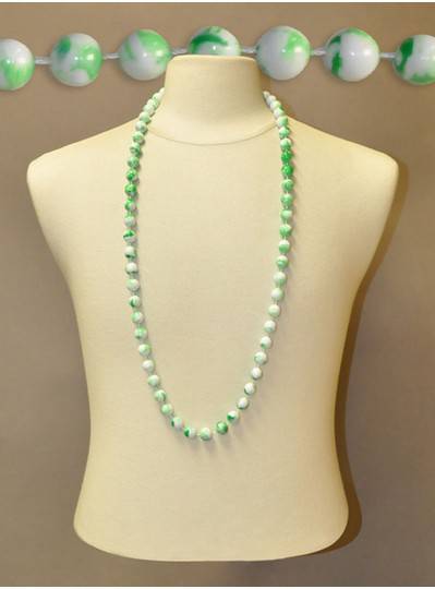 42" Inch 14mm Green & White Marble Beads