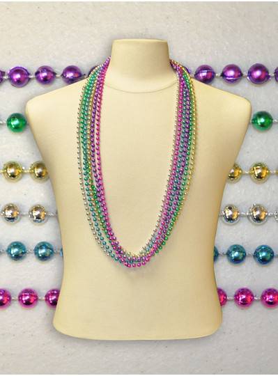 42" Inch 7mm Assorted Metallic Beads