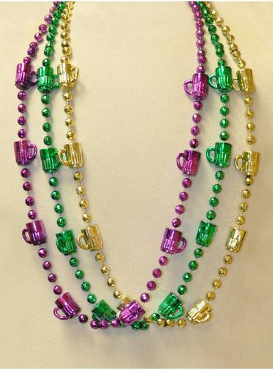 Purple, Green & Gold Beer Mug Beads