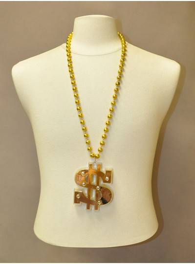 thumbnail image 2 of Gold Dollar Sign Mardi Gras Beads - Set Of 12 Necklaces For Parties & Events 2 of 11