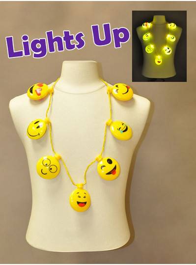 Seven Blinking Smiley Faces Necklace