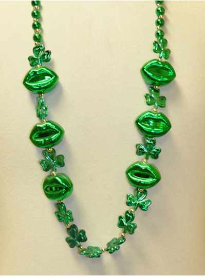 St. Patricks Day Handstrung Green Clovers and Lips