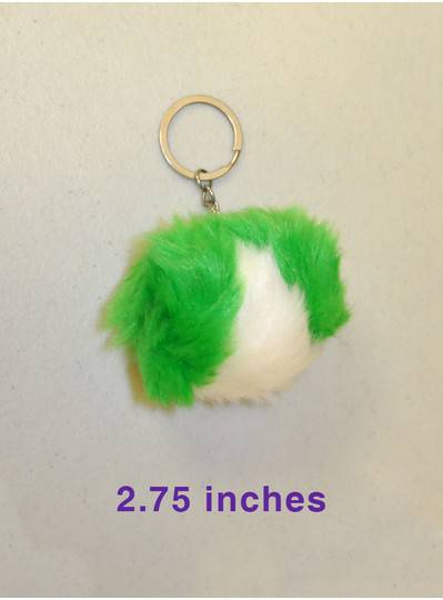 Green and White Pom Pom Keychain