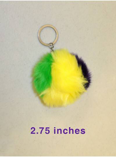 Purple, Green & Gold Pom Pom Keychain