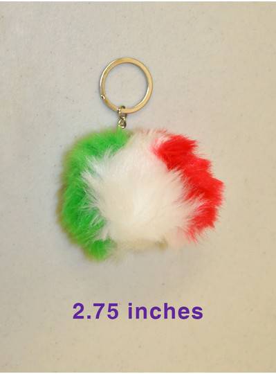 Red, White & Green Pom Pom Keychain