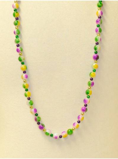 39" Purple, Green and Gold Pearl 3 Tone with Purple, Green and Gold Spacer Beads