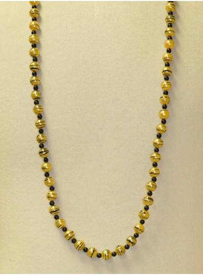 39" 12MM Gold Beads with Black Stripes and Spacer Beads