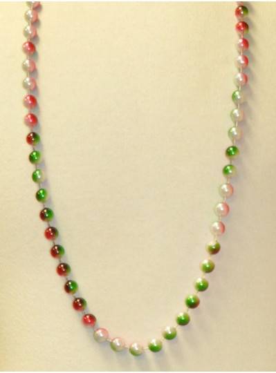 42" 12MM  3 Tone Red, White and Green Mardi Gras Beads