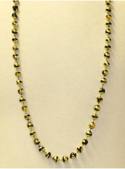 42" 12MM  Gold Metallic With Black Stripes Mardi Gras Beads 