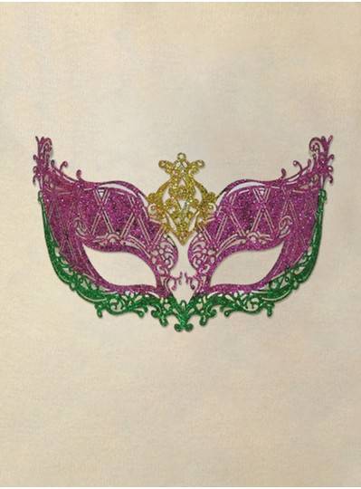 Green and Purple Striped Mask with Purple, Green and Gold Feathers (Ea – Mardi  Gras Spot