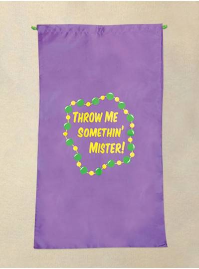 20" X 34" Purple Mardi Gras Throw Me Somethin Mister Bag