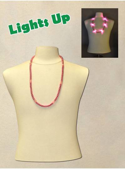 33" Pink Blinky Beads with 6  Flashing Lights