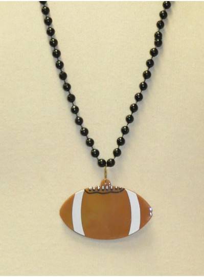 33" 7.5MM Black Beads with 2.5" Brown Football Disc