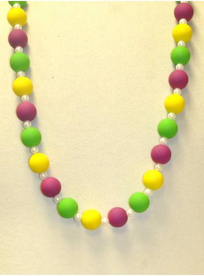 36" 20MM Neon Beads in Purple, Green and Gold