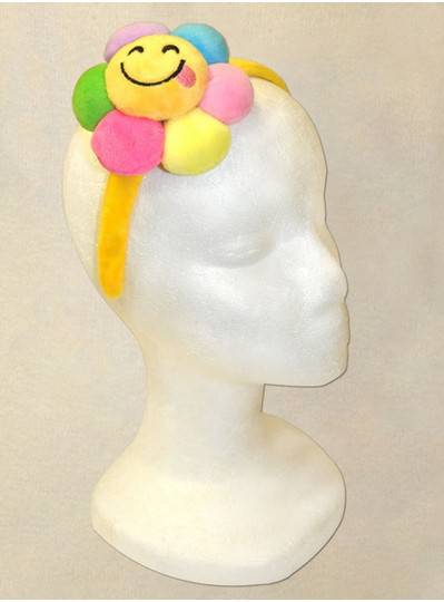 Smiley Flower with Purple, Green and Yellow Headbands