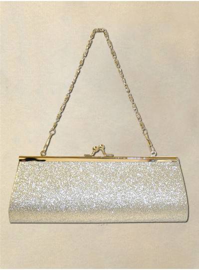 Fun Accessories - Silver Glitter Mardi Gras Clutch Purse