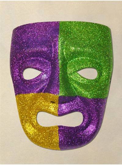 Purple, Green and Gold Glitter Tragedy Masks for Mardi Gras from Beads by  the Dozen, New Orleans