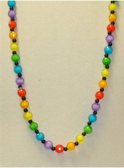 38" 12MM Rainbow with Black Spacer Beads