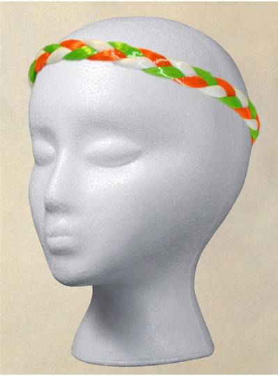 Fun Accessories - Green, White & Orange Braided Headband