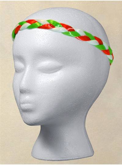 Fun Accessories - Green, White & Red Braided Headband