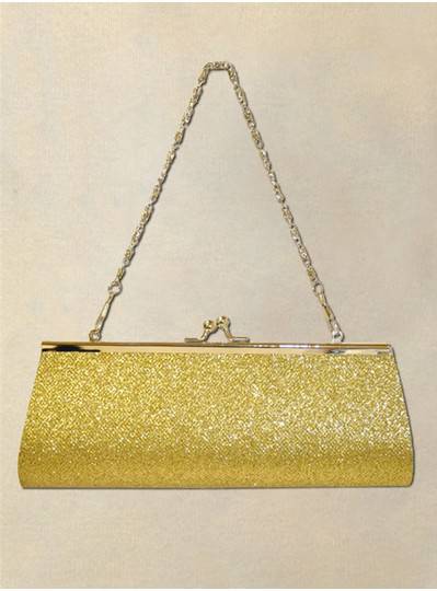 Fun Accessories - Gold Glitter Mardi Gras Clutch Purse