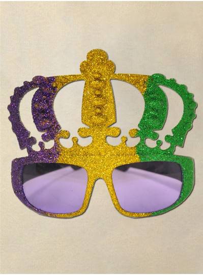 Big Crown Sunglasses with Purple, Gold and Green Glitter