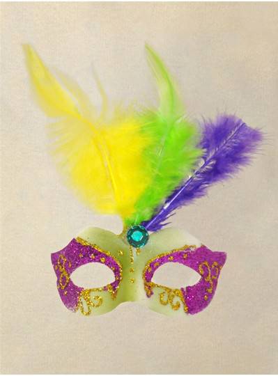 Magnetic Purple, Green & Gold Feather Mask