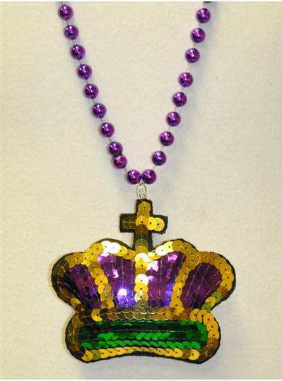 36" 10MM Sequin Crown on Metallic Purple Bead 