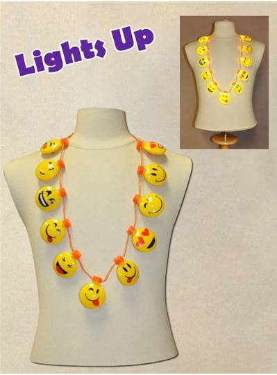 Eleven Blinking Smiley Faces Necklace