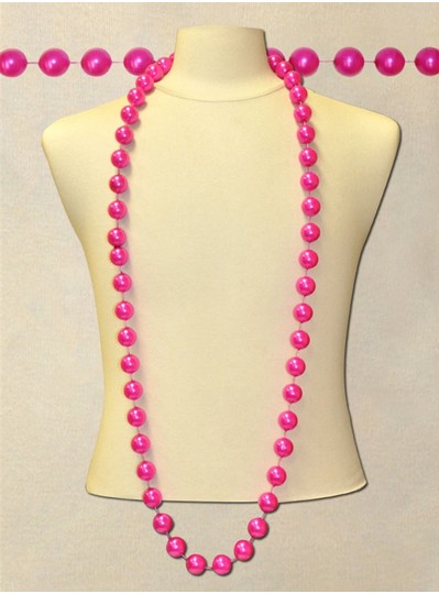 60" Inch 22mm Hot Pink Pearl Bead