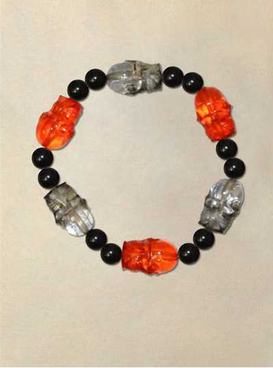 Transparent Red & Black Skull Bracelet