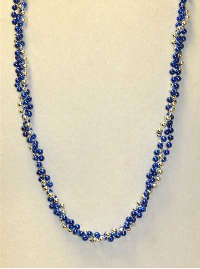 39" Twist Beads Royal Blue & Silver