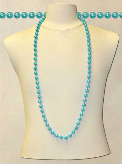 48" Inch 12mm Blue Pearl Bead