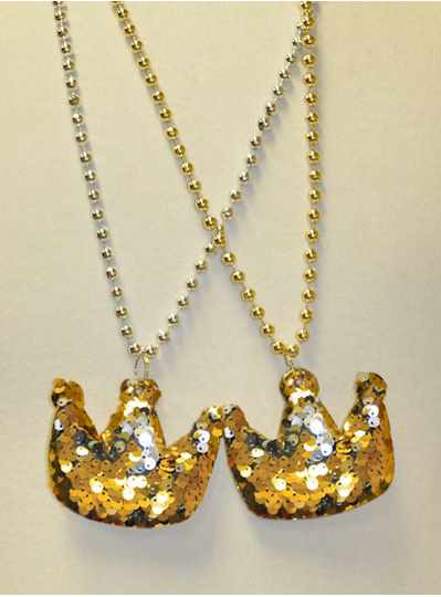 33" 7MM Gold & Silver  Sequin Crown on Matching Me