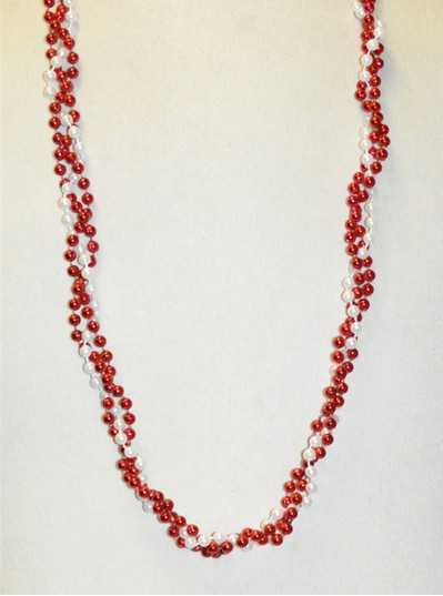 39" Twist Beads Red & White