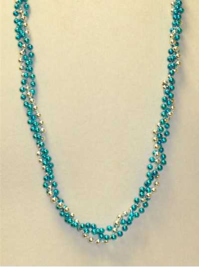 39" Twist Beads Turquoise & Silver 