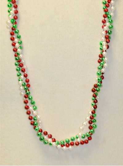 39" Twist Beads Red, White & Green