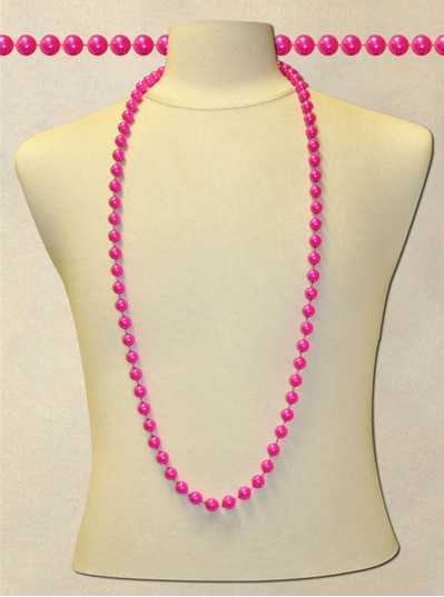 48" Inch 14mm Hot Pink Pearl Bead