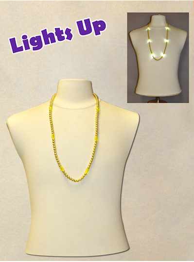 33" Silver Blinky Beads with 6  Flashing Lights - 