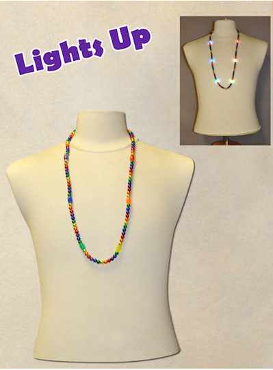 33" Gold Blinky Beads with 6  Flashing Lights - EA
