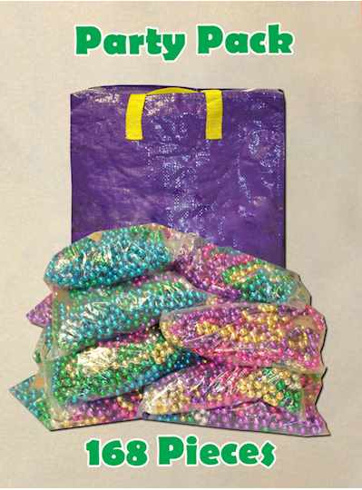 48" 12MM Purple, Green and Gold Party Pack 168 Pie