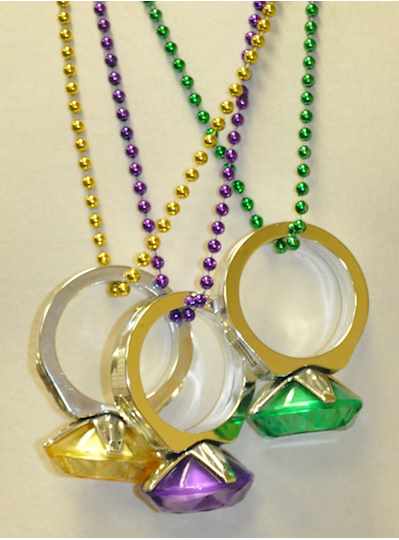 Light Up Rubber Mardi Gras Crown Ring - Dozen - 12