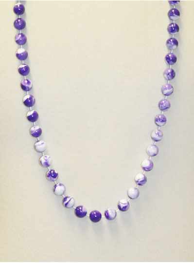 42" Inch 14mm Purple & White Marble Beads - DOZEN-