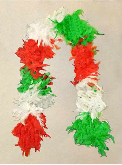 Feather Boa Red, White & Green - Copy